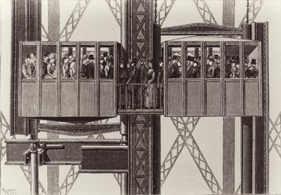 Progetto per un ascensore, di Gustave Eiffel da Louis Poyet